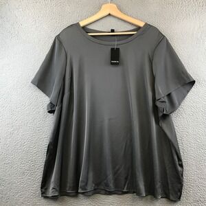 New Torrid size 3 Abby Satin Short Sleeve Top Gray Plus Size Womens Blouse